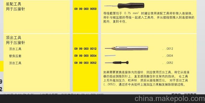 09990000052德國哈丁退針器、HARTING壓線鉗，哈丁工具圖片