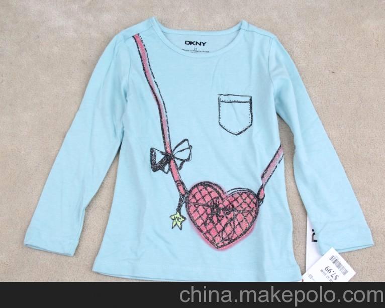 外貿童裝批發 DKNY品牌 少見原單 女童長袖T恤衫 打底衫 原單