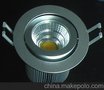 COB面光源LED天花灯5W，筒灯，开孔尺寸70-75MM，银色，集成灯株