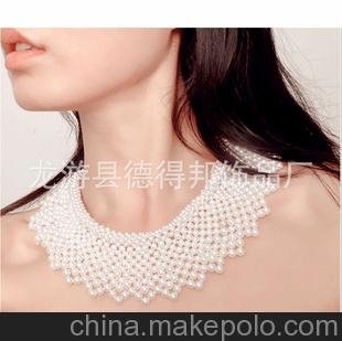 韓版純手工串珠波浪邊假領(lǐng)子批發(fā)珍珠假領(lǐng)子 領(lǐng)子珍珠圖片