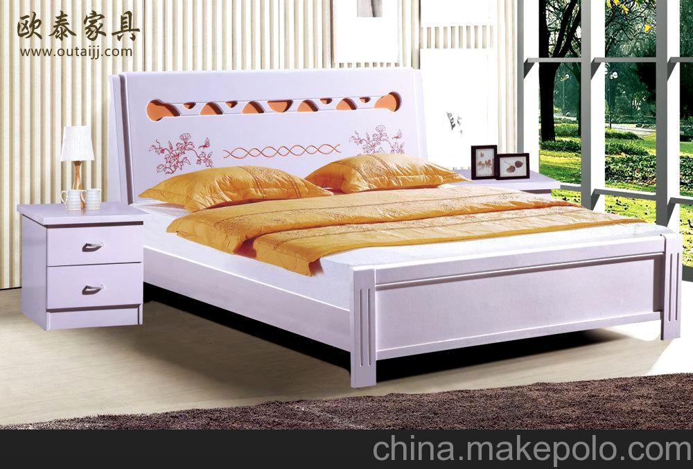 [驚爆460元實木床]1.5/1.8米雙人白色烤漆彩色實木床 不滿可退
