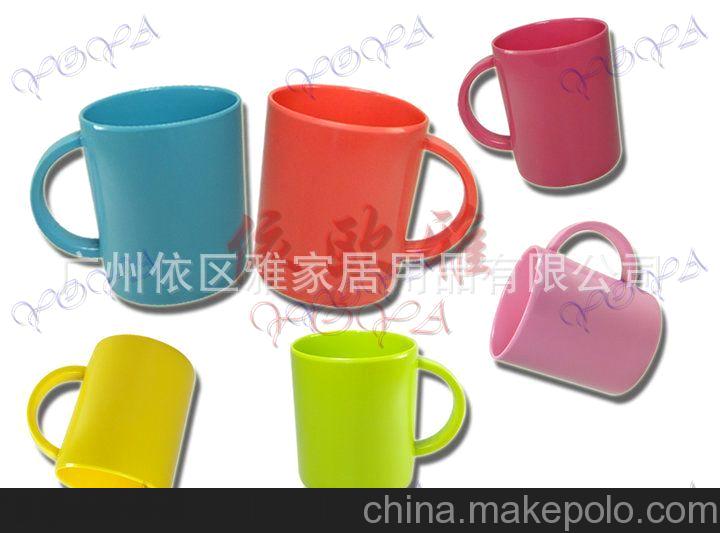 美耐皿密胺仿瓷餐具七彩馬克杯