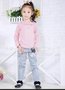 102281 女童粉粉长袖花边上衣 热销纯棉纯色小童T恤 厂家直销