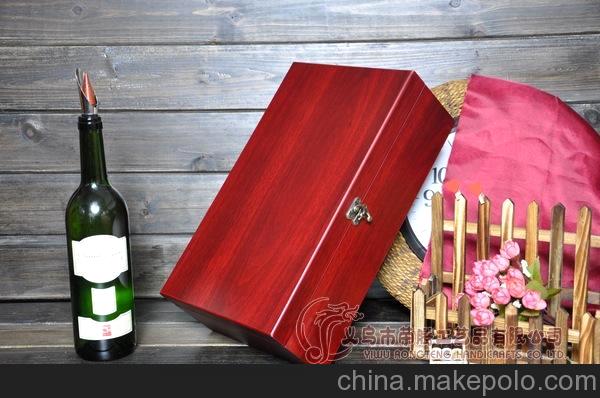 仿紅木雙支酒盒 紅酒包裝 酒盒包裝設計 紅酒皮盒包裝 高光油漆盒