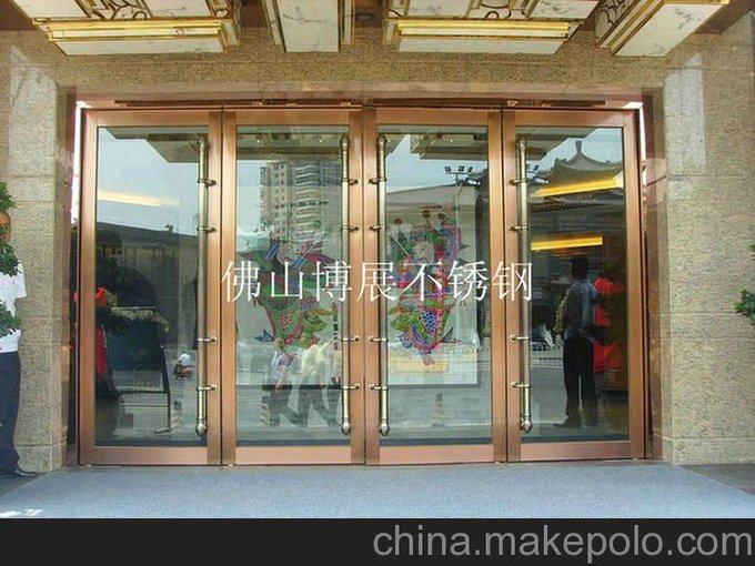 電鍍供應(yīng)玫瑰金鏡面不銹鋼大門(mén)、酒店不銹鋼大門(mén)、高檔不銹鋼大門(mén)圖片