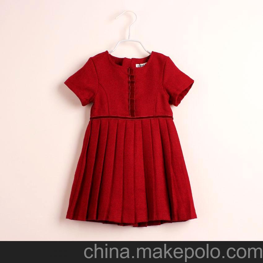 外貿童裝批發 2013新款DKNY*女童秋款短袖連衣裙 2色可選