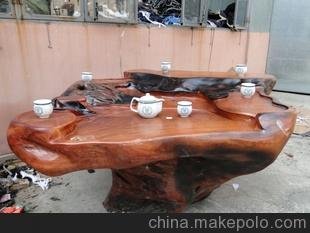 供應(yīng)天然整體老撾黃花梨根雕茶幾 天然樹(shù)根藝茶幾批發(fā) 零售圖片