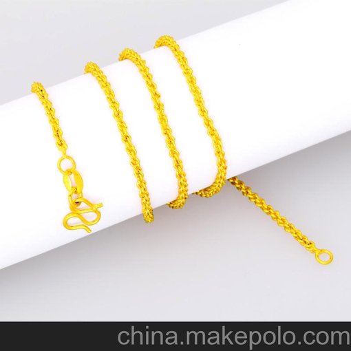 鍍金飾品 純黃銅鍍24K黃金項(xiàng)鏈 男女通用細(xì)款2MM麻花鏈 沙金飾品圖片
