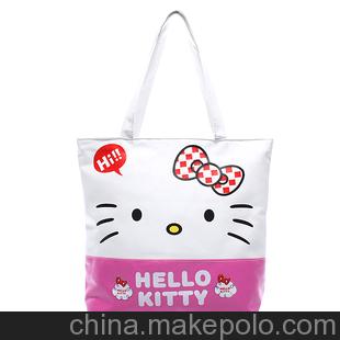手拎袋訂做批發供應時尚新款單肩包袋粉色hello kitty清揚手拎袋