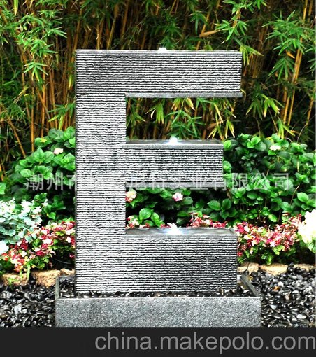 花崗巖英文E字母噴泉流水?dāng)[件現(xiàn)代戶外自然石頭雕雕刻加濕器擺設(shè)圖片