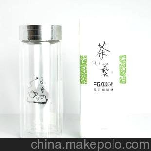 北京玻璃杯批發(fā)供應(yīng) 雙層玻璃杯印刷字 樂(lè)扣杯印刷字圖片
