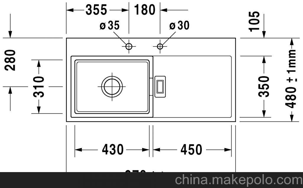 Duravit杜拉維特Starck K 60 L 齊平式廚房水槽