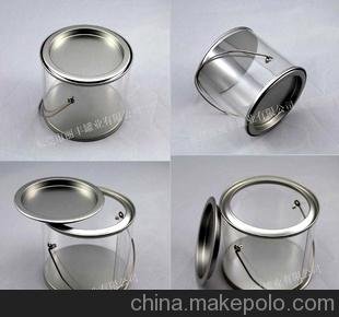PVC馬口鐵桶/透明小提桶/兒童玩具鐵桶/雞精粉鐵盒裝圖片