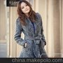2013冬季新款修身型欧美腰带女装 羊毛中长款长袖毛呢外套