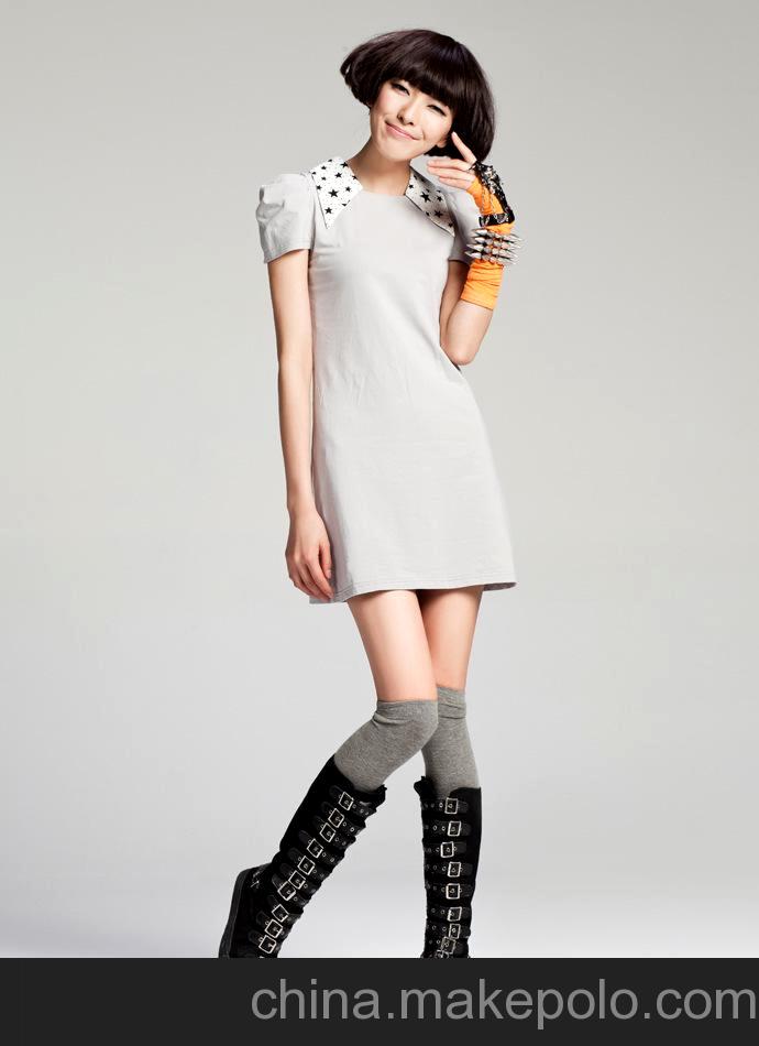 001#厂家直销 OTHERMIX夏 2013淑女星星翻领短袖连衣裙